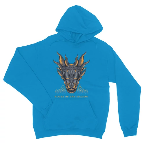 Zafírkék Sárkányok háza unisex kapucnis pulóver - Dragon Head
