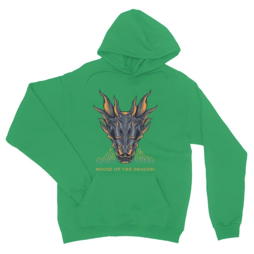 Zöld Sárkányok háza unisex kapucnis pulóver - Dragon Head