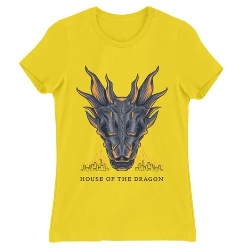 Citromsárga Sárkányok háza női póló - Dragon Head