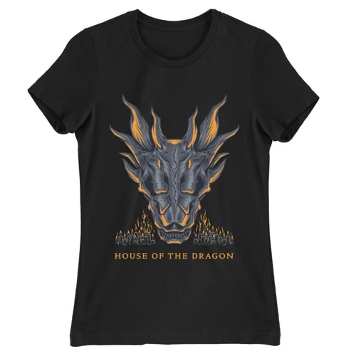 Fekete Sárkányok háza női póló - Dragon Head