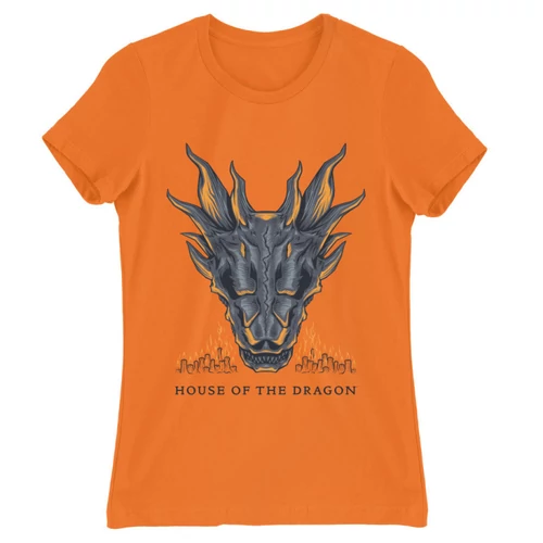Narancs Sárkányok háza női póló - Dragon Head