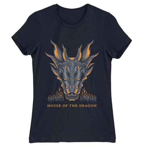 Sötétkék Sárkányok háza női póló - Dragon Head