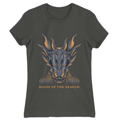 Sötétszürke Sárkányok háza női póló - Dragon Head