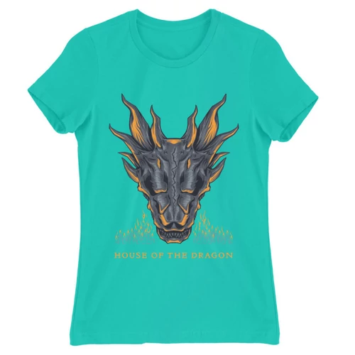Türkiz Sárkányok háza női póló - Dragon Head