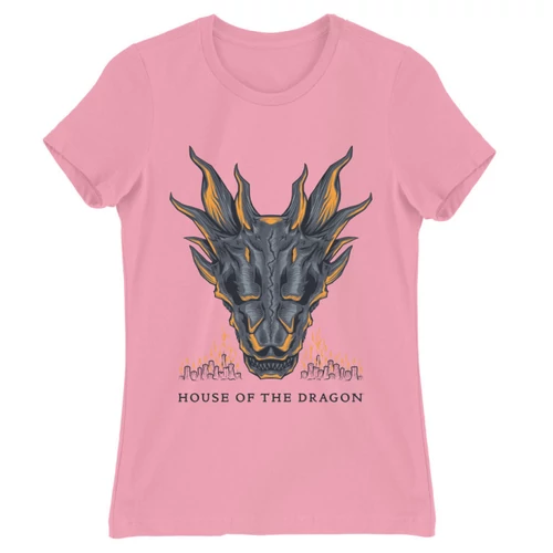 Világos rózsaszín Sárkányok háza női póló - Dragon Head