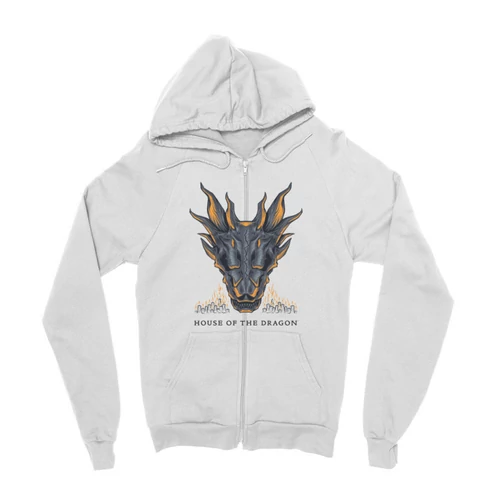 Fehér Sárkányok háza zipzáros pulóver - Dragon Head