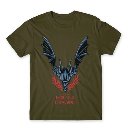 Khaki Sárkányok háza férfi póló - Dragon Logo