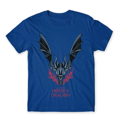 Királykék Sárkányok háza férfi póló - Dragon Logo