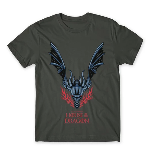 Sötétszürke Sárkányok háza férfi póló - Dragon Logo