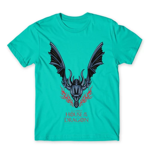 Türkiz Sárkányok háza férfi póló - Dragon Logo