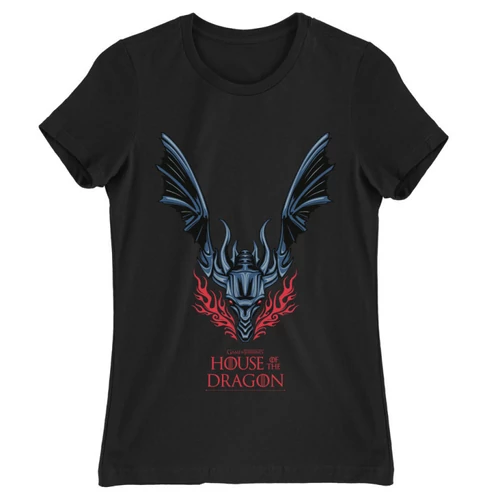 Fekete Sárkányok háza női póló - Dragon Logo