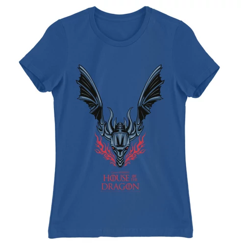Királykék Sárkányok háza női póló - Dragon Logo