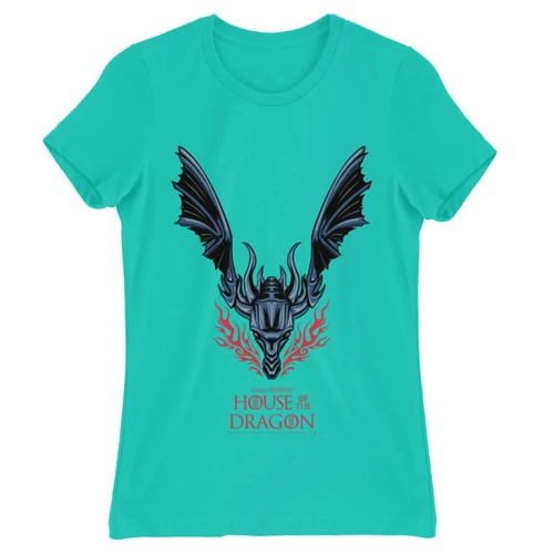 Türkiz Sárkányok háza női póló - Dragon Logo