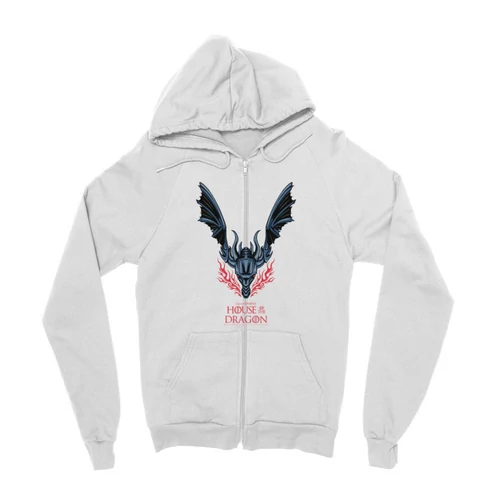 Fehér Sárkányok háza zipzáros pulóver - Dragon Logo