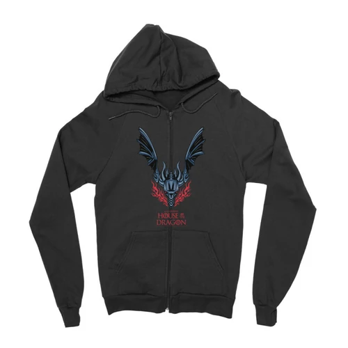 Fekete Sárkányok háza zipzáros pulóver - Dragon Logo