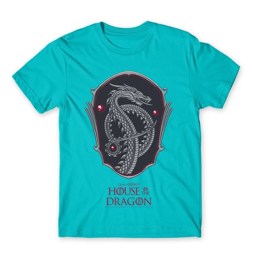 Atollkék Sárkányok háza férfi póló - Dragon Shield