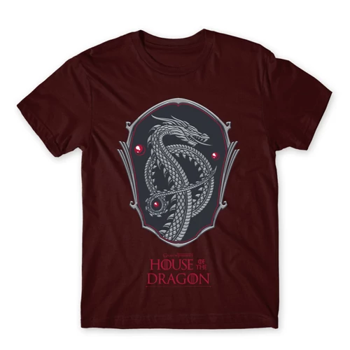 Bordó Sárkányok háza férfi póló - Dragon Shield