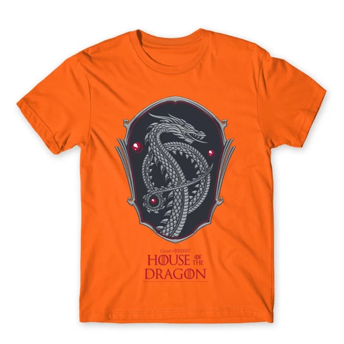 Narancs Sárkányok háza férfi póló - Dragon Shield