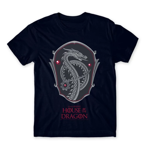 Sötétkék Sárkányok háza férfi póló - Dragon Shield