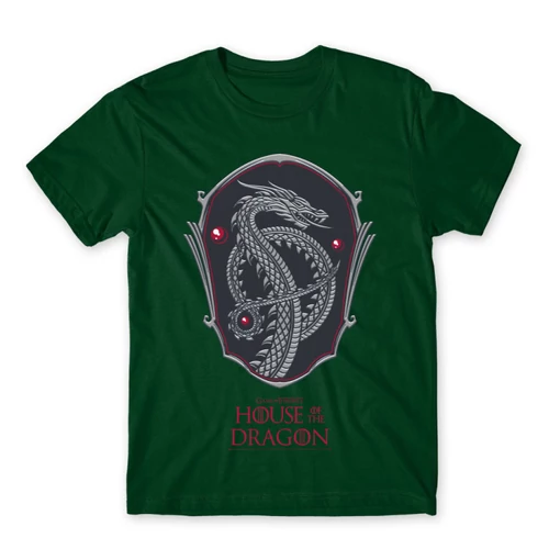 Sötétzöld Sárkányok háza férfi póló - Dragon Shield