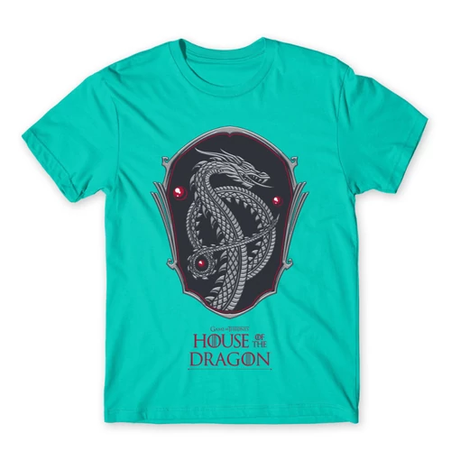 Türkiz Sárkányok háza férfi póló - Dragon Shield