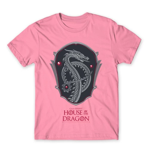 Világos rózsaszín Sárkányok háza férfi póló - Dragon Shield