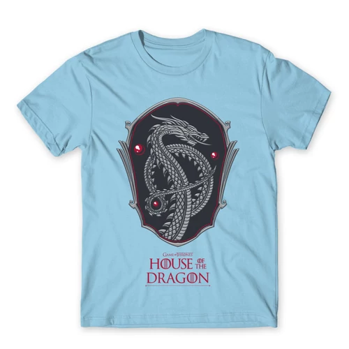 Világoskék Sárkányok háza férfi póló - Dragon Shield
