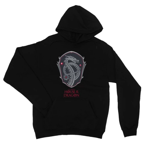 Fekete Sárkányok háza unisex kapucnis pulóver - Dragon Shield