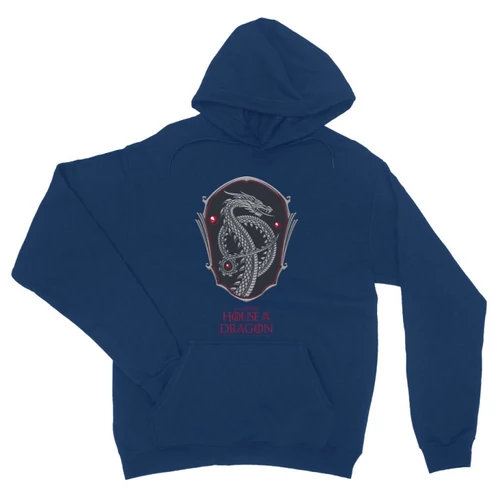 Királykék Sárkányok háza unisex kapucnis pulóver - Dragon Shield