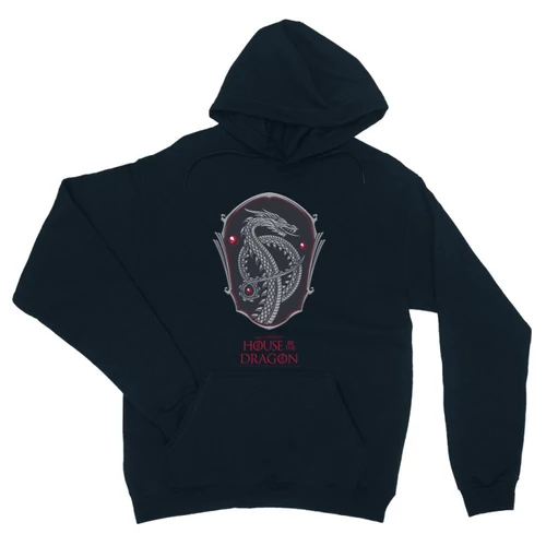 Sötétkék Sárkányok háza unisex kapucnis pulóver - Dragon Shield