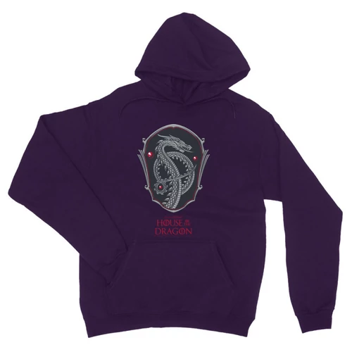 Sötétlila Sárkányok háza unisex kapucnis pulóver - Dragon Shield