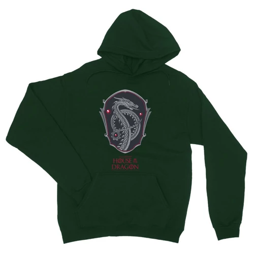 Sötétzöld Sárkányok háza unisex kapucnis pulóver - Dragon Shield