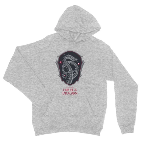 Sportszürke Sárkányok háza unisex kapucnis pulóver - Dragon Shield