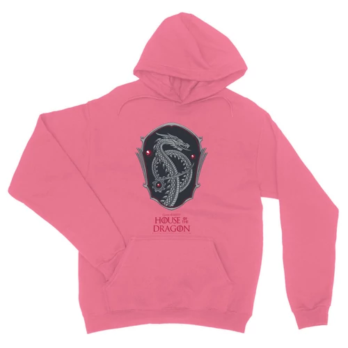 Világos rózsaszín Sárkányok háza unisex kapucnis pulóver - Dragon Shield