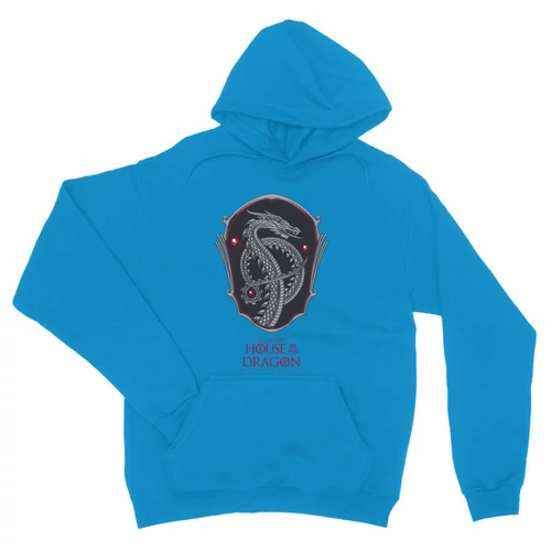 Zafírkék Sárkányok háza unisex kapucnis pulóver - Dragon Shield