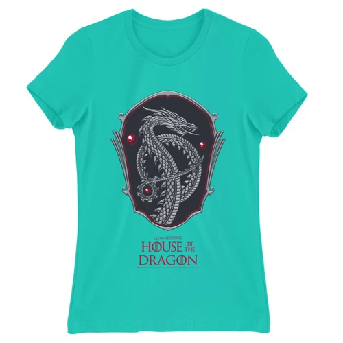 Türkiz Sárkányok háza női póló - Dragon Shield