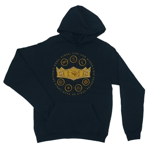 Sötétkék Sárkányok háza unisex kapucnis pulóver - Fire and Blood