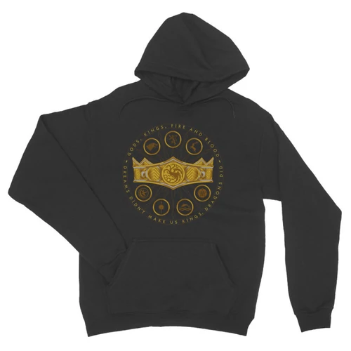 Sötétszükre Sárkányok háza unisex kapucnis pulóver - Fire and Blood
