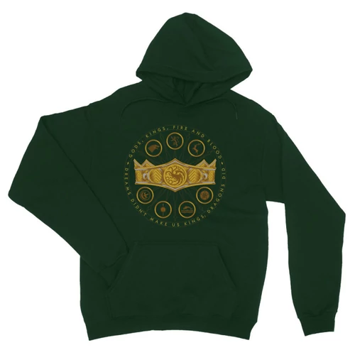 Sötétzöld Sárkányok háza unisex kapucnis pulóver - Fire and Blood