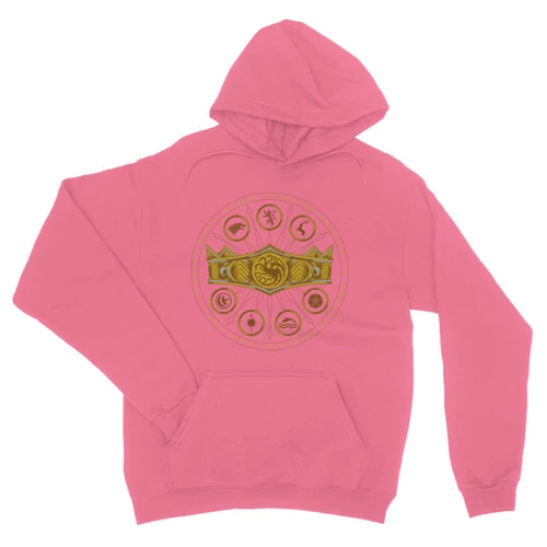 Világos rózsaszín Sárkányok háza unisex kapucnis pulóver - Fire and Blood