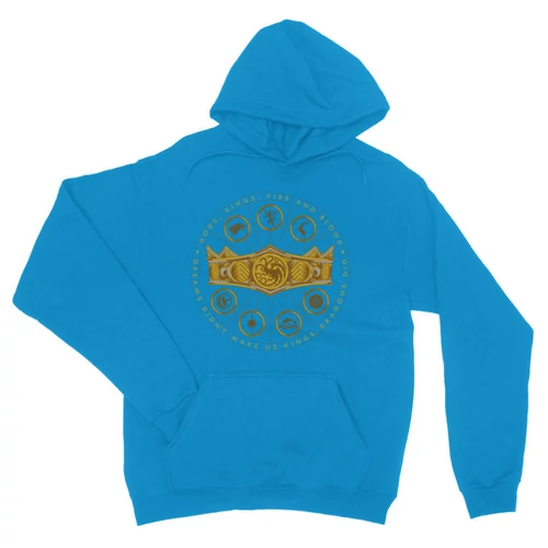 Zafírkék Sárkányok háza unisex kapucnis pulóver - Fire and Blood
