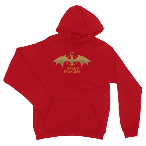 Piros Sárkányok háza unisex kapucnis pulóver - Gold Dragon