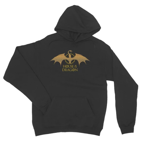 Sötétszükre Sárkányok háza unisex kapucnis pulóver - Gold Dragon