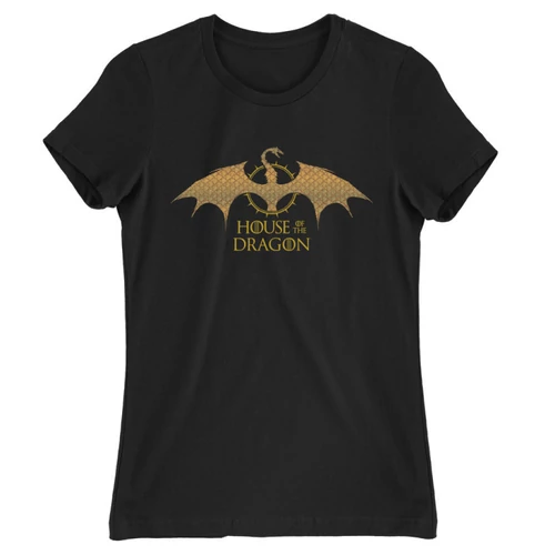 Fekete Sárkányok háza női póló - Gold Dragon