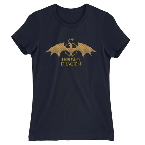 Sötétkék Sárkányok háza női póló - Gold Dragon
