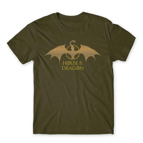 Khaki Sárkányok háza férfi póló - Gold Dragon