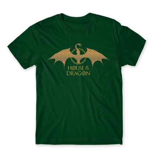 Sötétzöld Sárkányok háza férfi póló - Gold Dragon