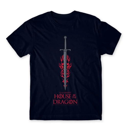 Sötétkék Sárkányok háza férfi póló - House of the Dragon Sword