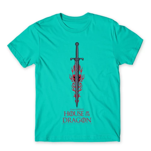 Türkiz Sárkányok háza férfi póló - House of the Dragon Sword