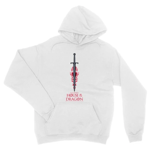 Feher Sárkányok háza unisex kapucnis pulóver - House of the Dragon Sword
